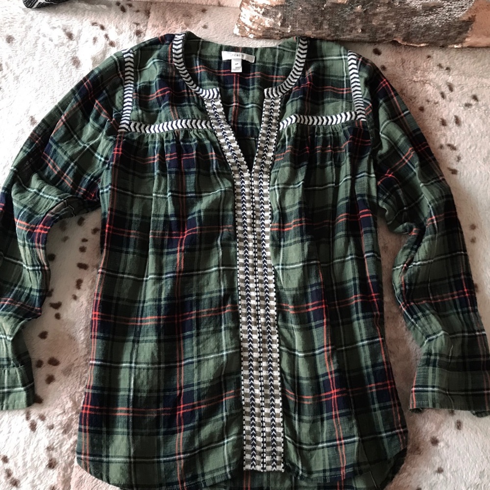 Plaid J.Crew petite check top